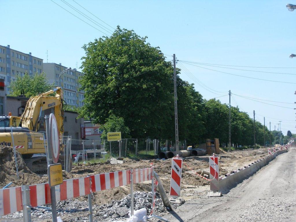 Szpaler drzew przeznaczonych do wycięcia pod poszerzenie ulicy Inflanckiej